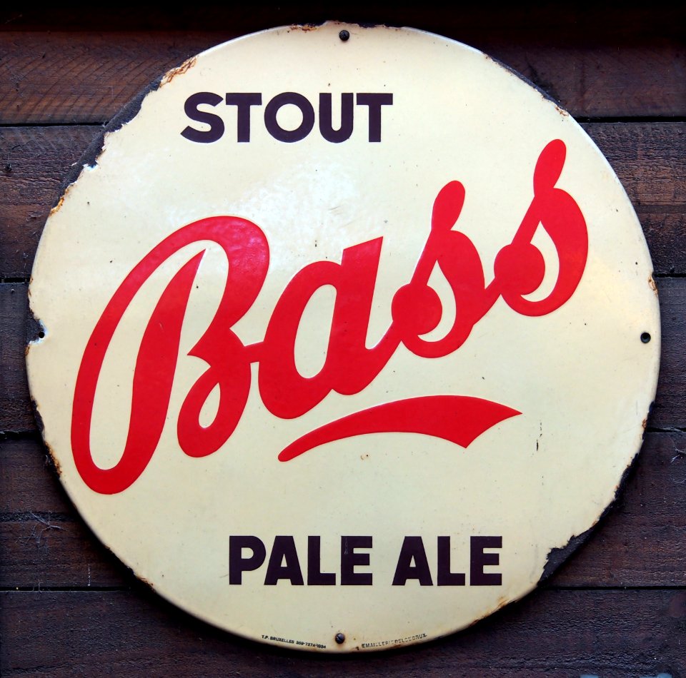 Bass Stout Pale Ale enamel advertising sign