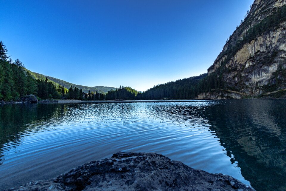 Dolomites mirroring blue photo