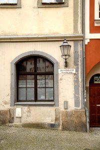 Bautzen Fleischmarkt Straßenschild Laterne und Fenster