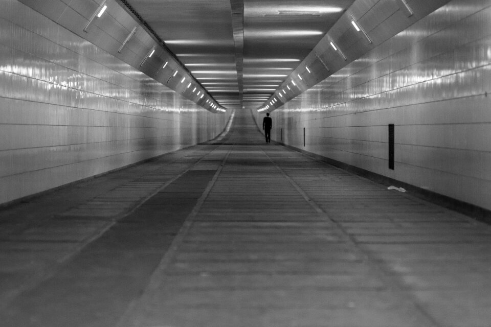 Tunnel walking gray walking photo