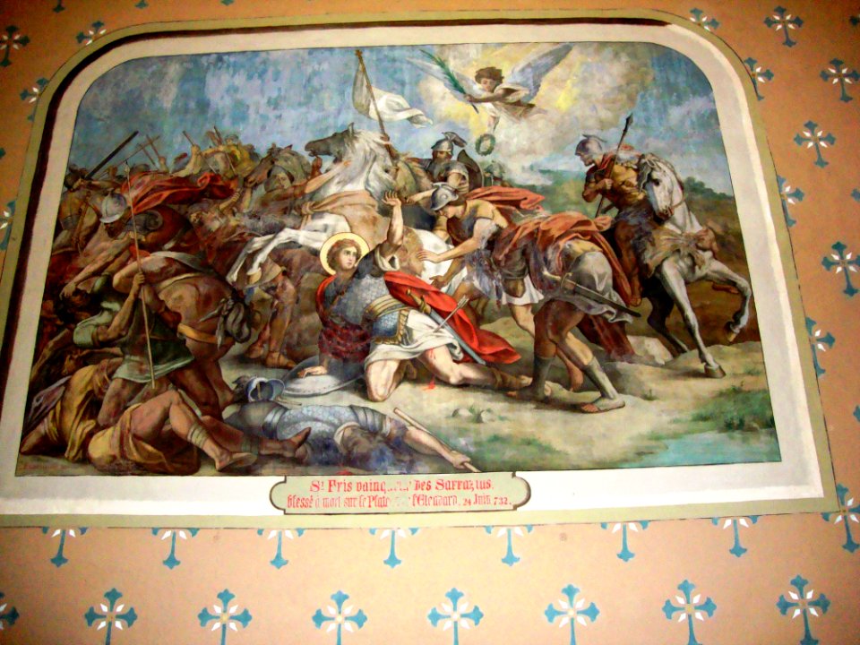Bassoues (Gers) église paroissiale, peinture St.Fris vainqueur des sarrassins