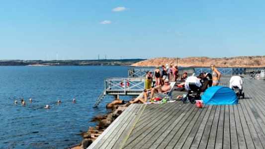 Bathers in North Harbor Lysekil