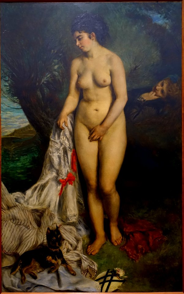 Bather with a Griffon Dog, Lise on the Bank of the Seine, by Pierre-Auguste Renoir, 1870, oil on canvas - Museu de Arte de São Paulo - DSC07239