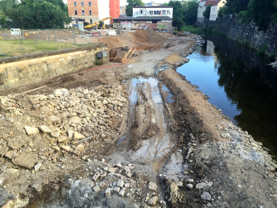 Bauarbeiten Weißeritzbrücke Tharanter Straße - Freiberger Straße 2