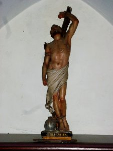 Bayenghem-lès-Éperlecques (Pas-de-Calais) église, statue St.Sébastien