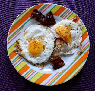 Egg breakfast fried bacon photo