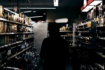 Liquor store store shelves