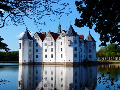 Moated castle places of interest mirroring photo