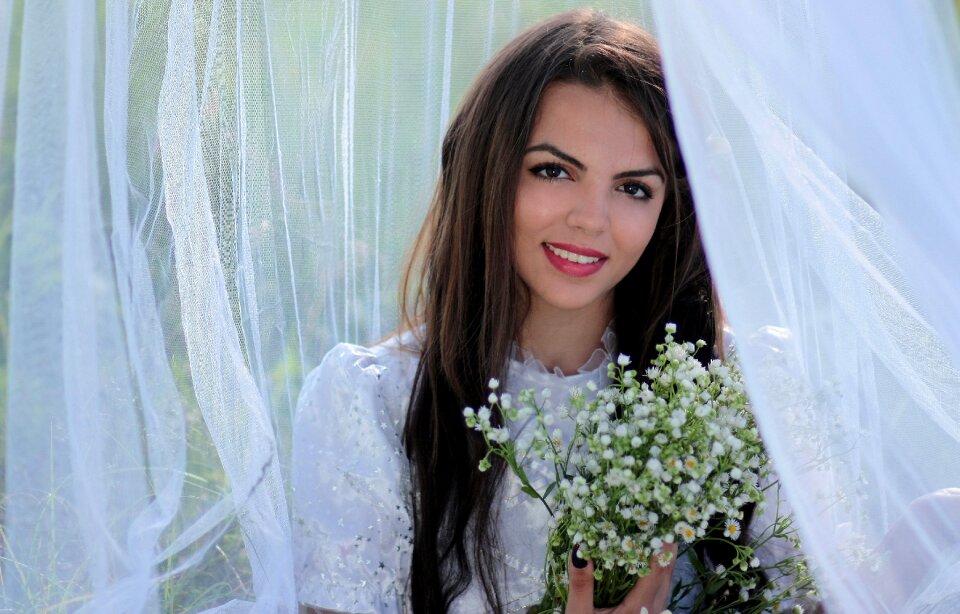 Beauty long hair smile