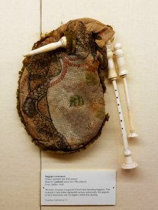 Bagpipe (cornemuse), made by Gaillard, France, probably late 1800s, ivory, leather, cloth - Casadesus Collection of Historic Musical Instruments - Boston Symphony Orchestra - 20180113 192046