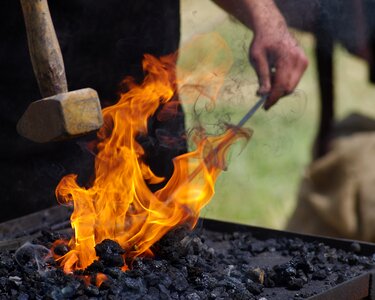 Village smithy fire middle ages photo