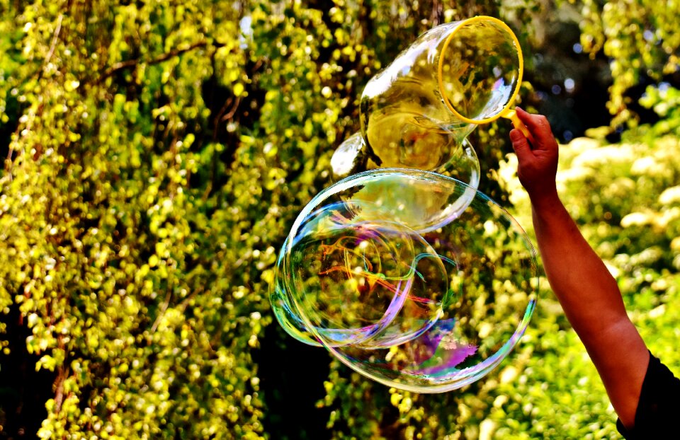 Make soap bubbles wabbelig iridescent photo