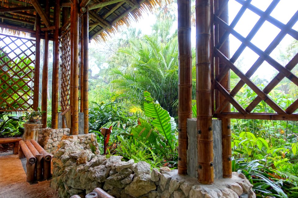 Bamboo Pavilion, interior, 2002, made of Guadua angustifolia - McKee Botanical Garden - Vero Beach, Florida - DSC03181