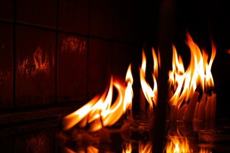 In the dark fireplace beautiful photo