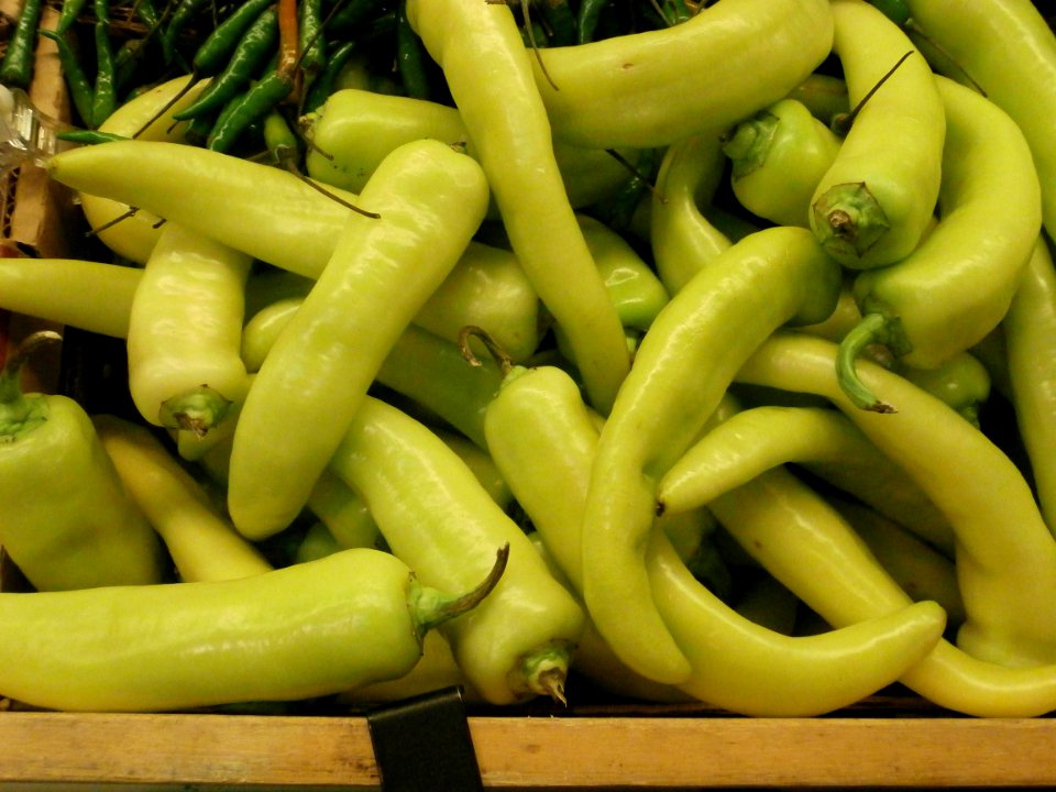 Banana peppers in a box