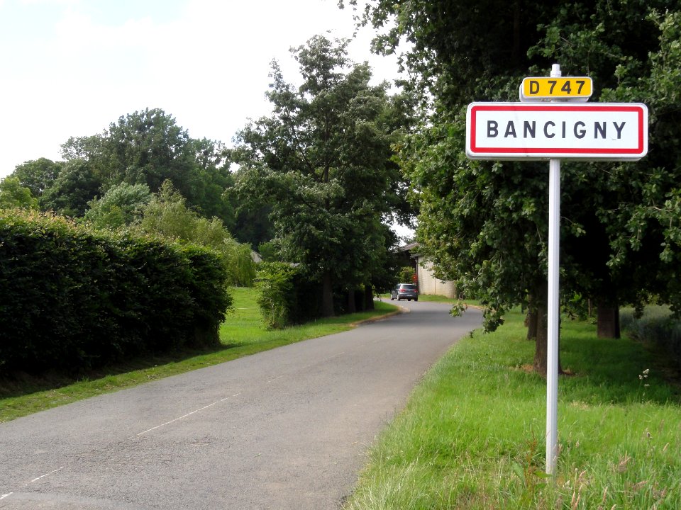 Bancigny (Aisne) city limit sign