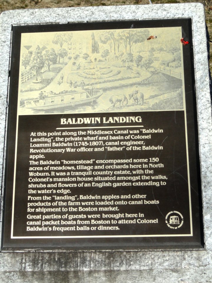 Baldwin Landing plaque - Kiwanis Park - Woburn, MA - DSC04136