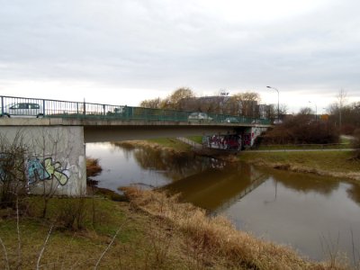 Balkenbrücke über die Pleiße Seenallee bzw. S 46 überführend (Profil seitlich) 2017