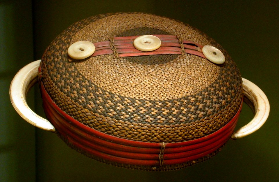 Bachelor’s Hat, 20th century; plant fiber, buttons, teeth, shells, beats; Northern Philapines