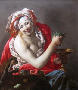 Bacchante with an Ape by Hendrick Ter Brugghen, Getty Center