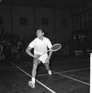 Badminton Nederland tegen Ierland te Haarlem R van Wijck (Nederland ) in aktie, Bestanddeelnr 915-7446