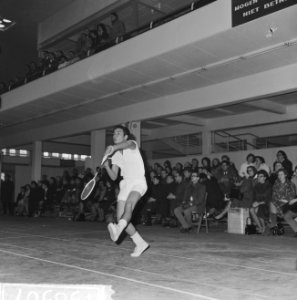Badmintonkampioenschappen te Utrecht. De 16-jarige Henk Leidelmeijer in aktie, Bestanddeelnr 915-8507