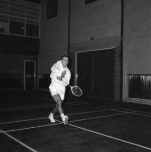 Badminton Nederland tegen Ierland te Haarlem R Delsing (Nederland ) in aktie, Bestanddeelnr 915-7448