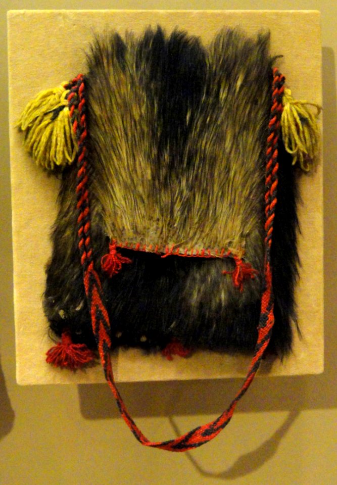 Bag, rhea skin, Pilagá people - South American objects in the American Museum of Natural History - DSC06054