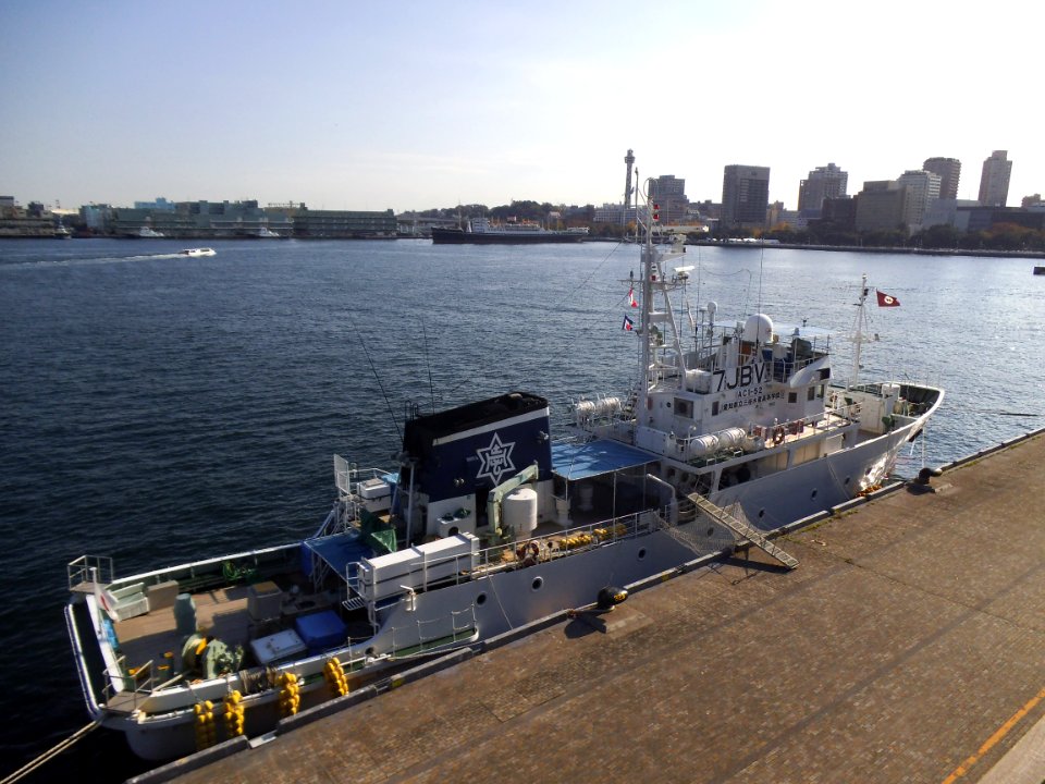 Back view of Aichimaru a fishery training vessel of Aichi Prefectual Miya Fisheries high school