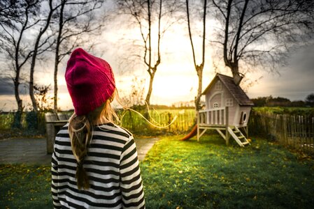 Backyard evening child