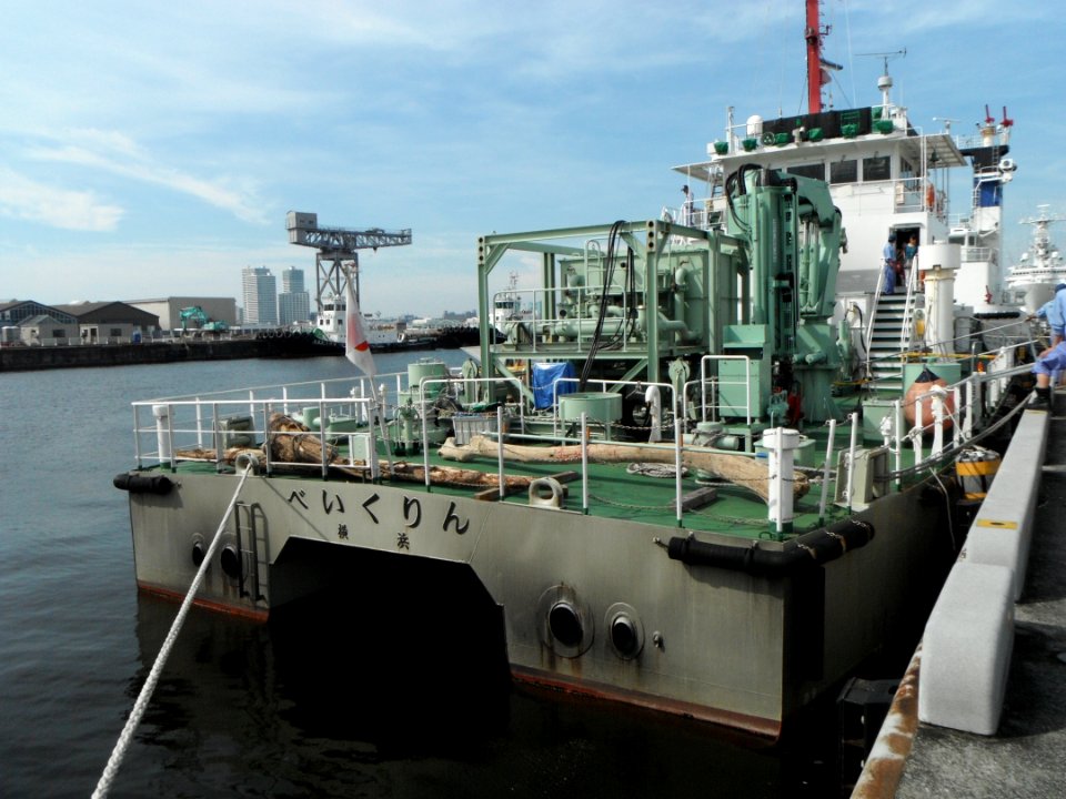 Back view of Beikurin the cleaning vessel of Japan Coast Guard