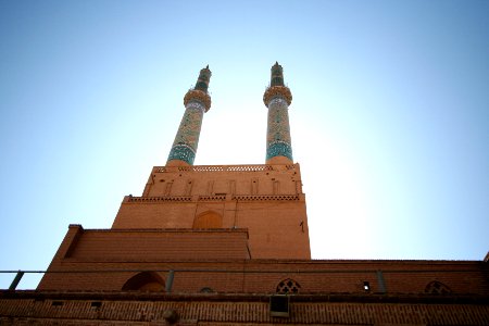 Backside of the entrance towers of Jameh Mosque, Yazd, Iran