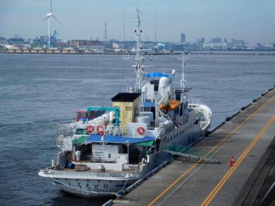 Back view of Shirochidori a fishery training vessel of Mie maritime high school