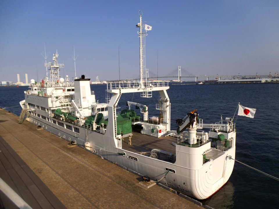 Back style of Koyo maru the training ship of National Fisheries University in port of yokohama 20130211