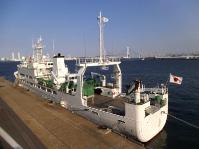 Back style of Koyo maru the training ship of National Fisheries University in port of yokohama 20130211