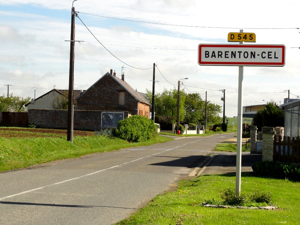 Barenton-Cel (Aisne) city limit sign