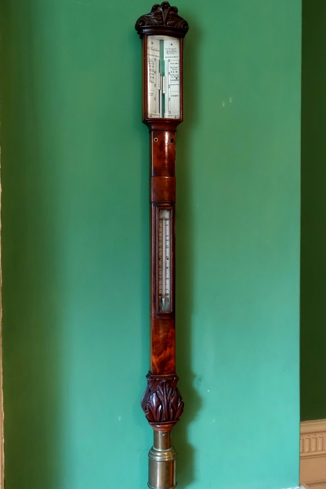 Barometer by Charles Frodsham, view 1, London, date unknown, mahogany, mercury, metal, glass - Shugborough Hall - Staffordshire, England - DSC00449