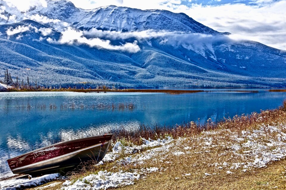 Reflection mountains snow