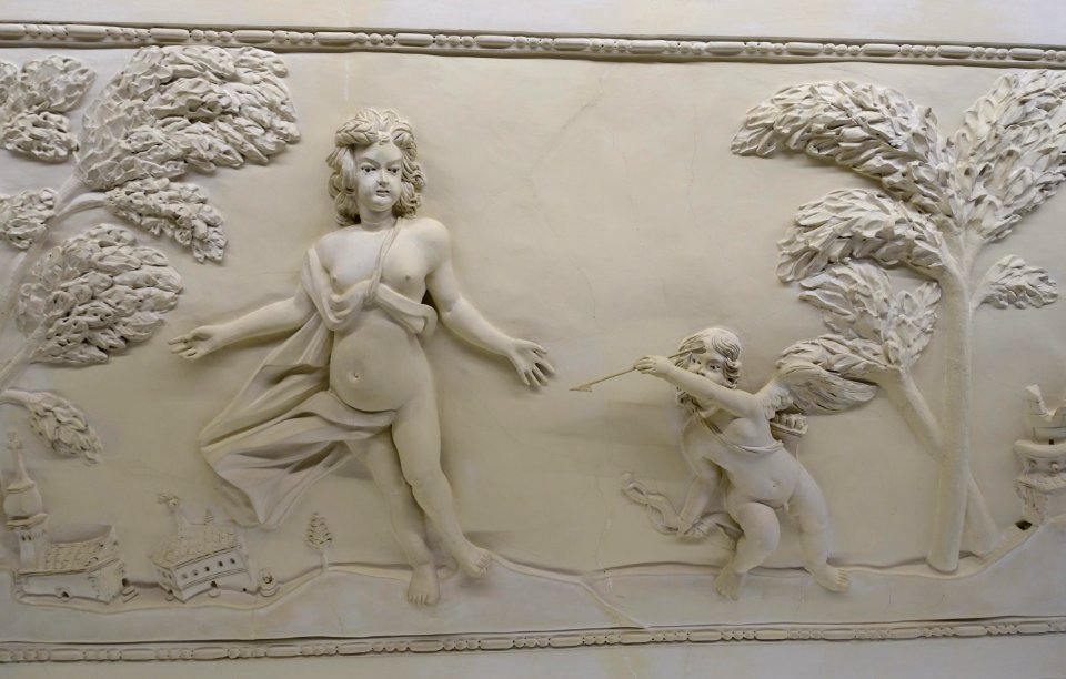 Baroque stucco ceiling by Carlo Moretti Brentano, detail, completed 1674 - Stadtmuseum Fembohaus - Nuremberg, Germany -DSC02180