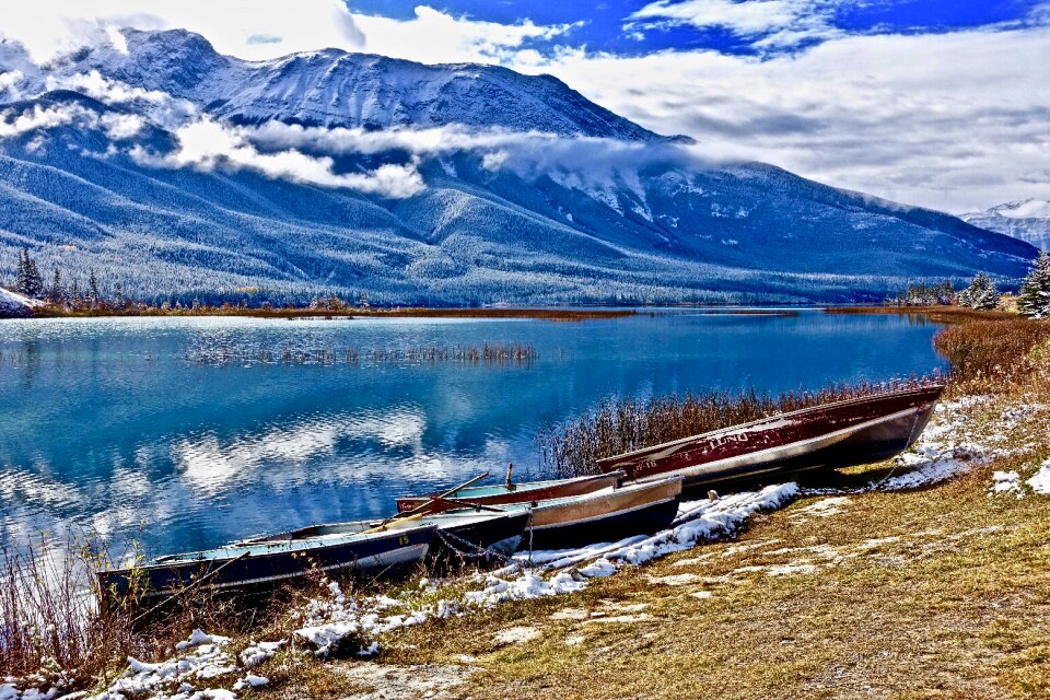 Reflection mountains snow