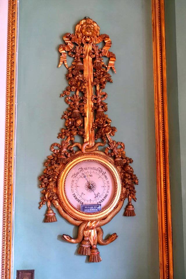 Barometer, 1800-1830, gilt wood, glass - Blue Drawing Room - Shugborough Hall - Staffordshire, England - DSC00328