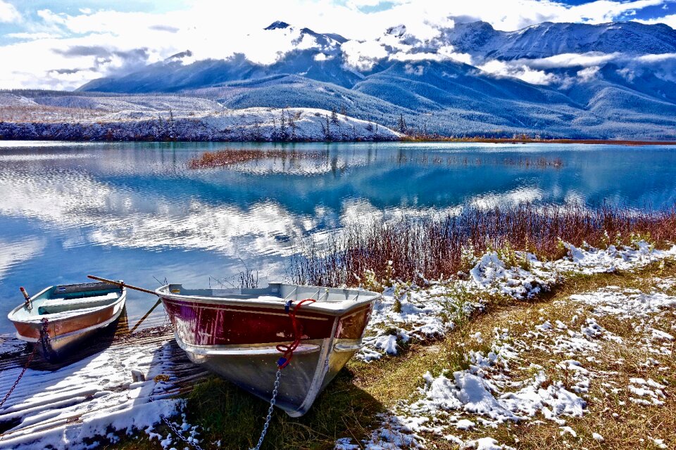 Reflection mountains snow