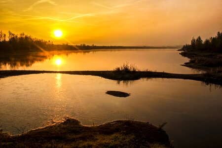 Pond twilight sun