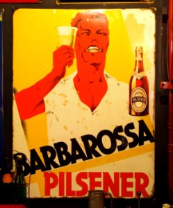 Barbarossa Pilsener enamel advertising sign