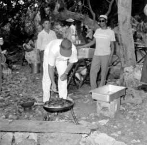 Barbecue tijdens een feest, waarschijnlijk op Curaçao, Bestanddeelnr 252-3468