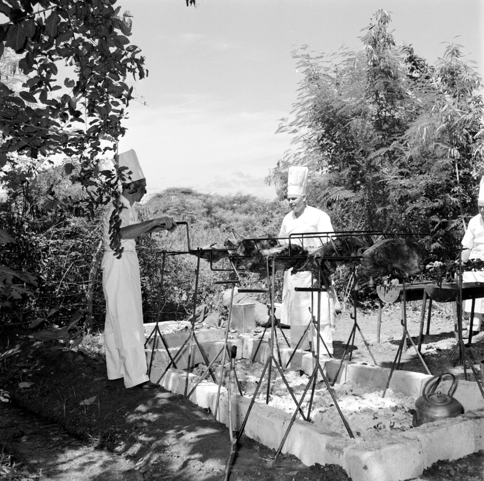 Barbecue op het landgoed Fontein ter ere van het koninklijk bezoek, Bestanddeelnr 252-3859