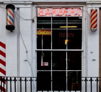Barber shop, Edinburgh, Scotland, GB, IMG 3723 edit