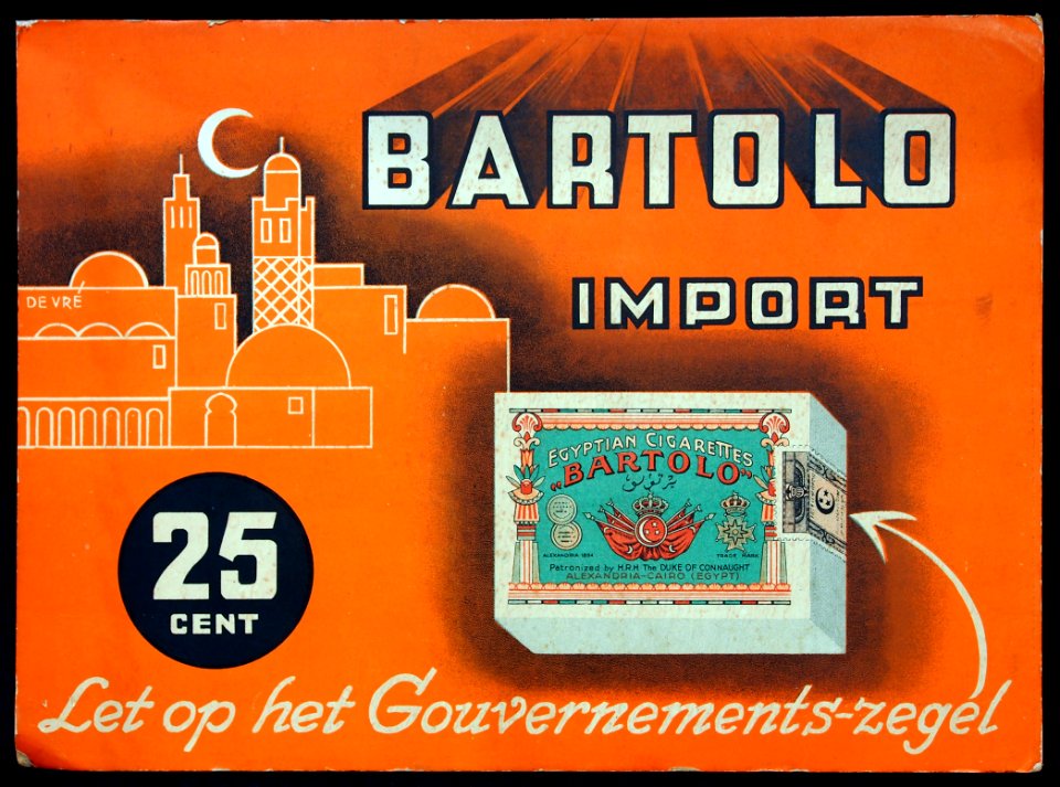 Bartolo import cigarettes kartonnen reclame bordje