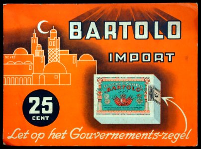 Bartolo import cigarettes kartonnen reclame bordje