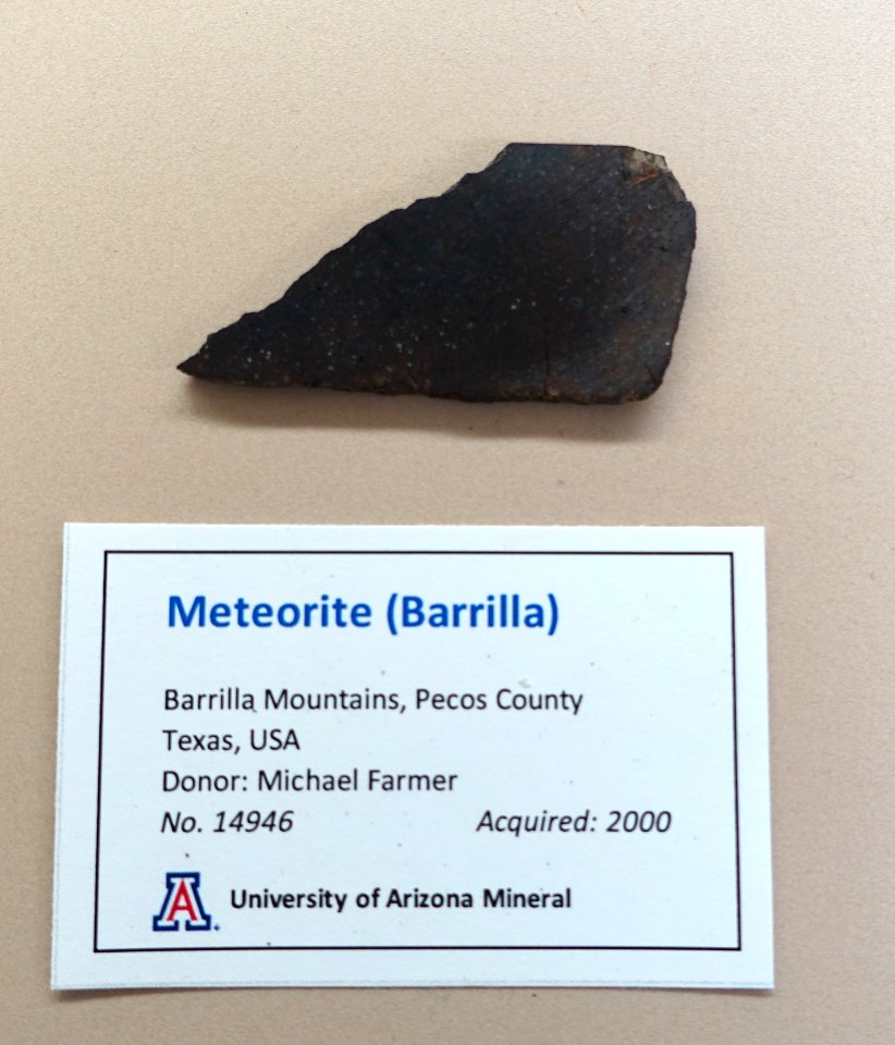 Barrilla meteorite, Texas - University of Arizona Mineral Museum - University of Arizona - Tucson, AZ - DSC08469